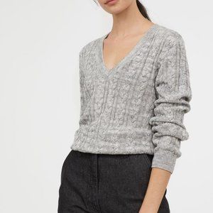 Grey H&M v neck cable knit sweater